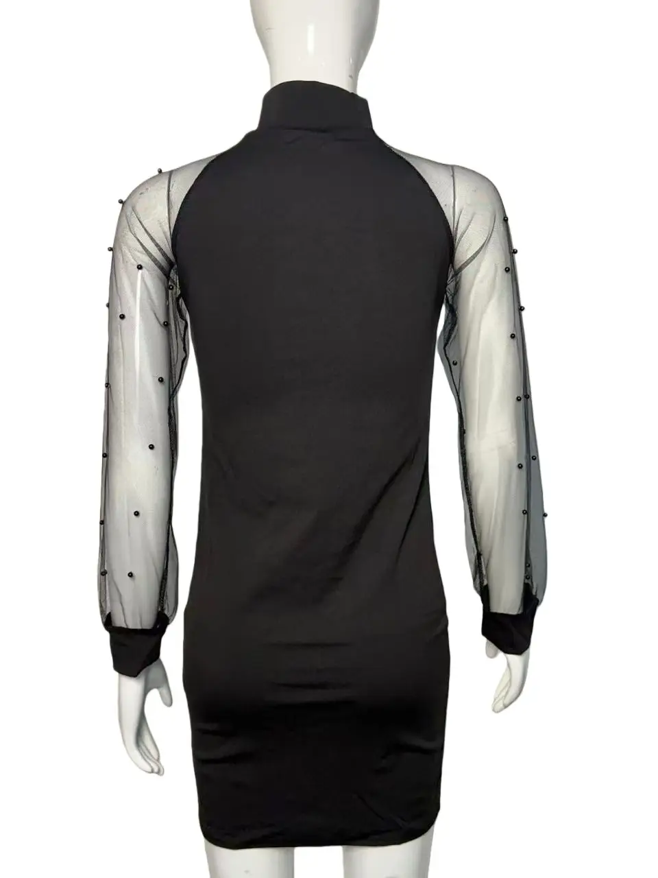 Purple Mesh Long Sleeve Dress with Hip Hug Design - Image 10