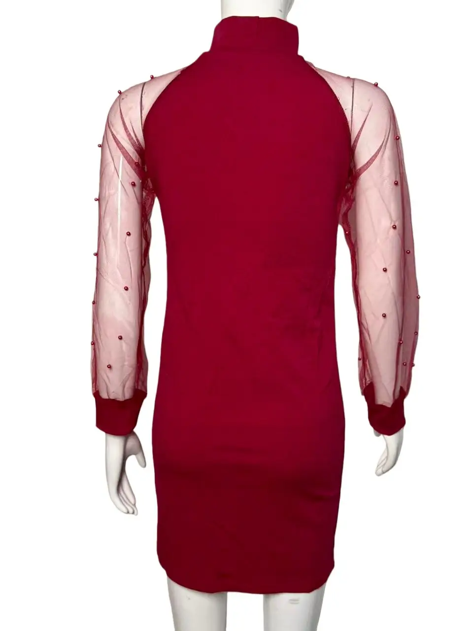 Purple Mesh Long Sleeve Dress with Hip Hug Design — feature 11