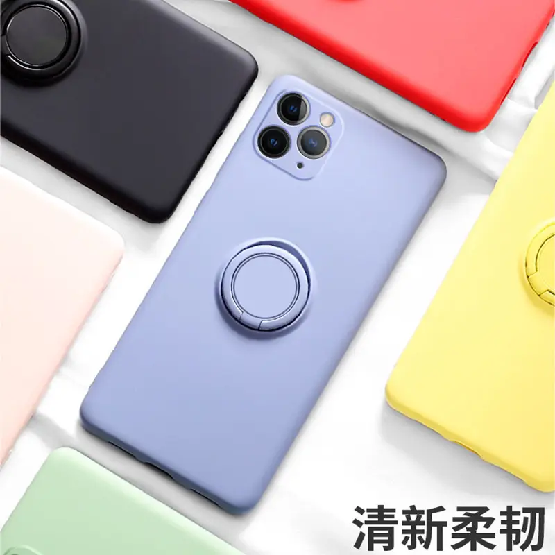 Liquid Silicone iPhone Case with Drop Protection & Grip Ring