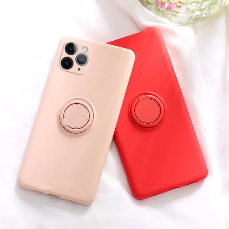 Liquid Silicone iPhone Case with Drop Protection & Grip Ring