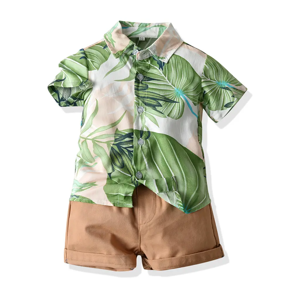 Retro Floral Baby Shirt Dark Shorts Set for Girls