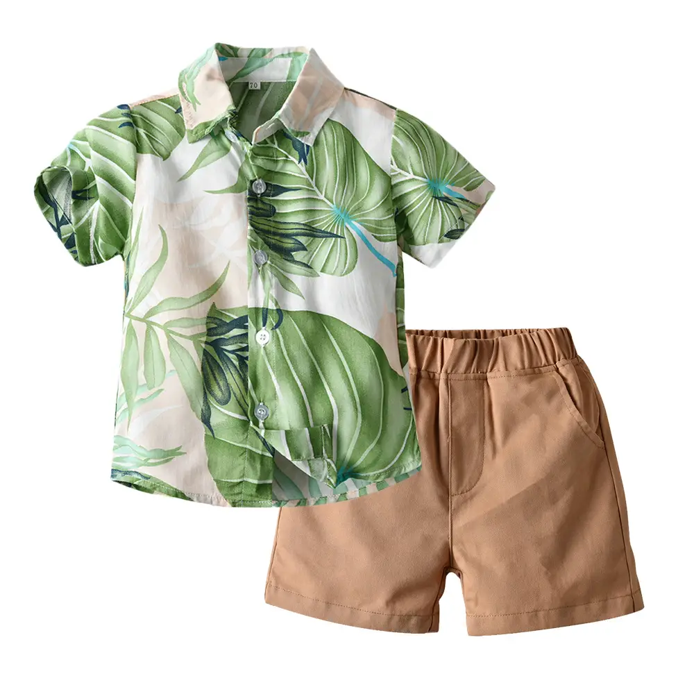 Retro Floral Baby Shirt Dark Shorts Set for Girls