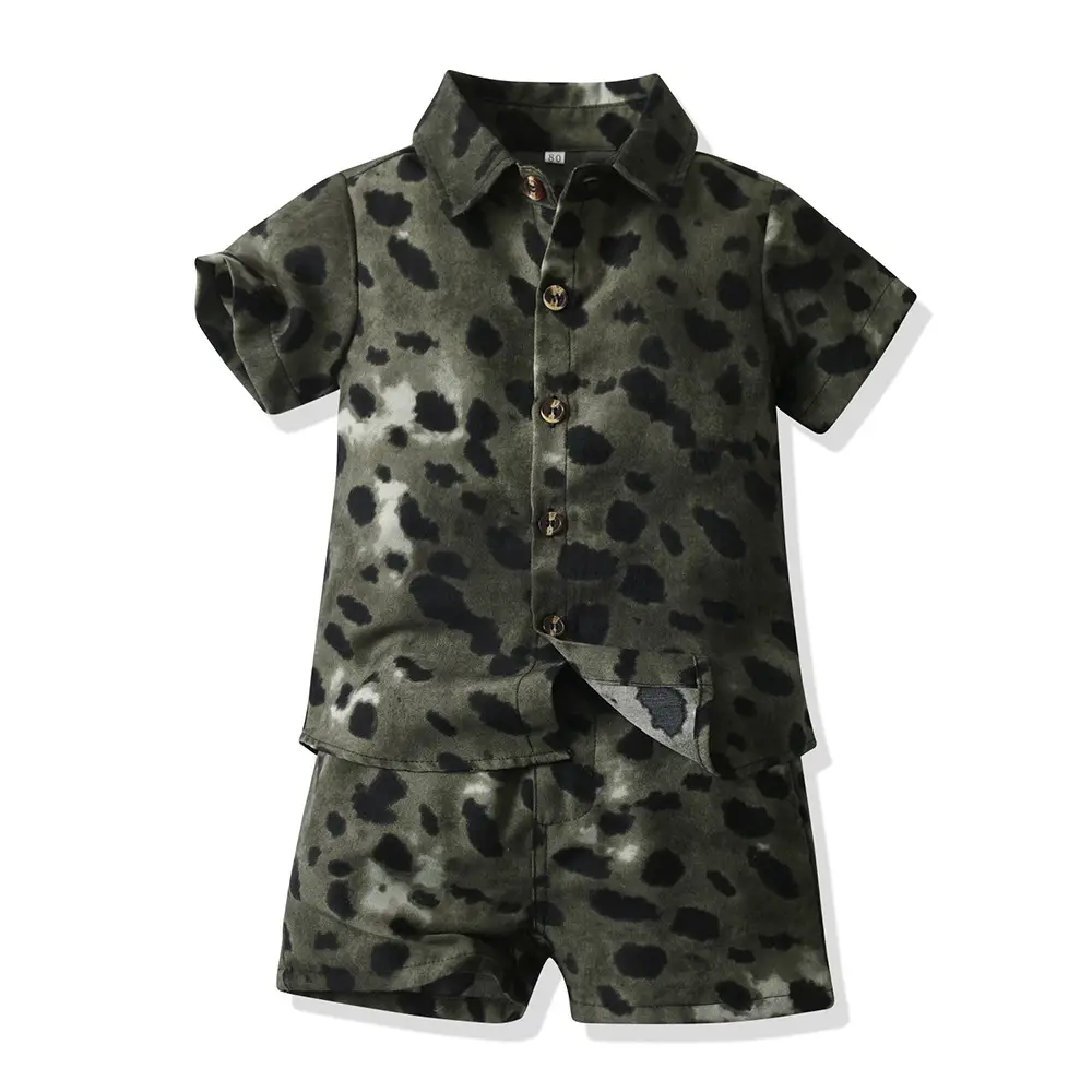 Retro Floral Baby Shirt Dark Shorts Set for Girls