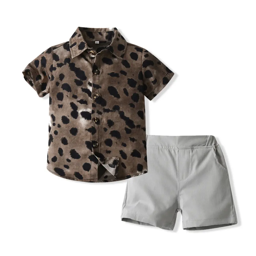 Retro Floral Baby Shirt Dark Shorts Set for Girls