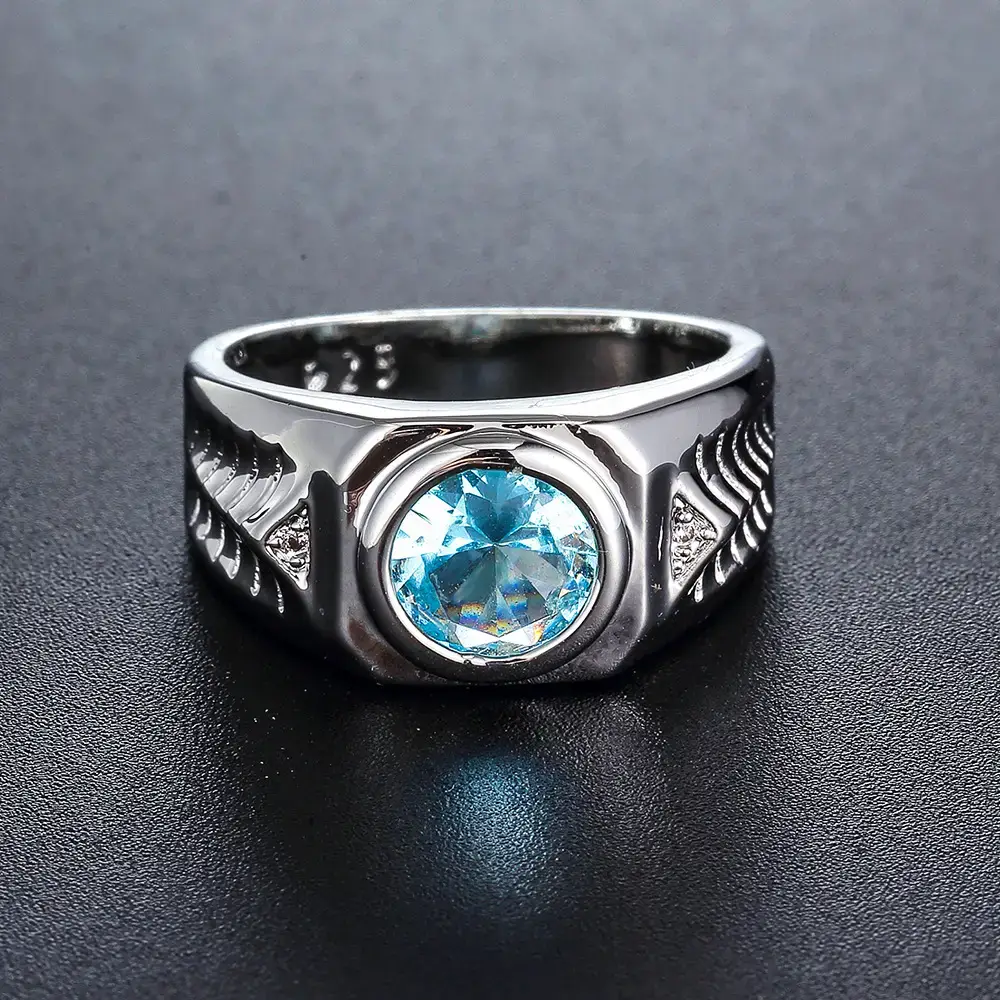 Sea Blue Zircon Ring for Women's Wedding Jewelry - Image 3