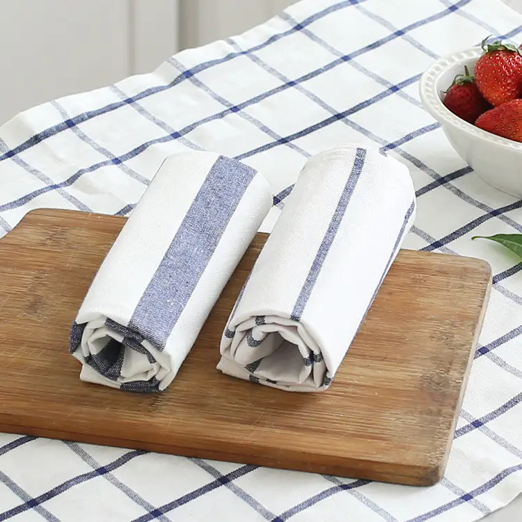 Japanese Square Napkin Mat Striped Cotton Blue White - Image 10