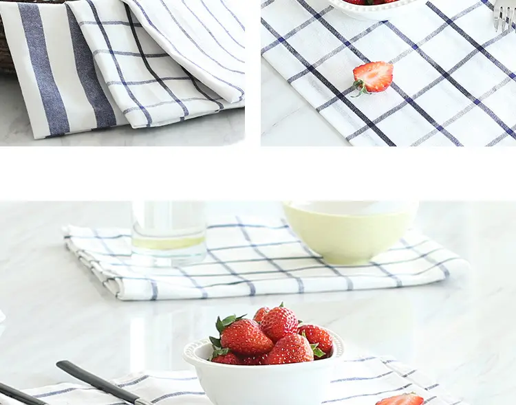 Japanese Square Napkin Mat Striped Cotton Blue White — feature 10