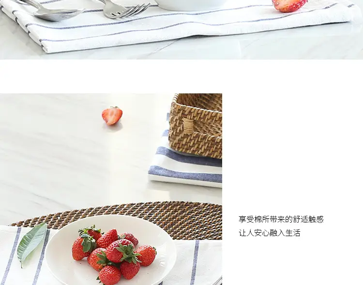 Japanese Square Napkin Mat Striped Cotton Blue White — feature 7