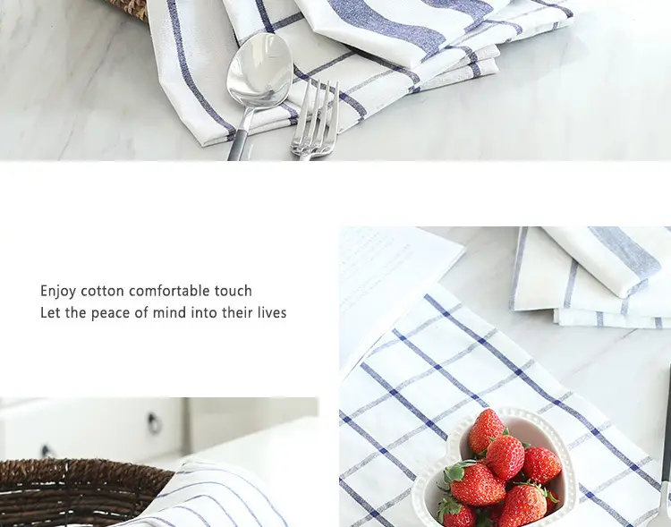 Japanese Square Napkin Mat Striped Cotton Blue White — feature 9
