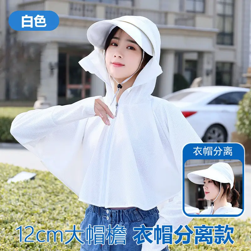 Women Sun Protection Hooded Shirt Light Blue 2025 - Image 4