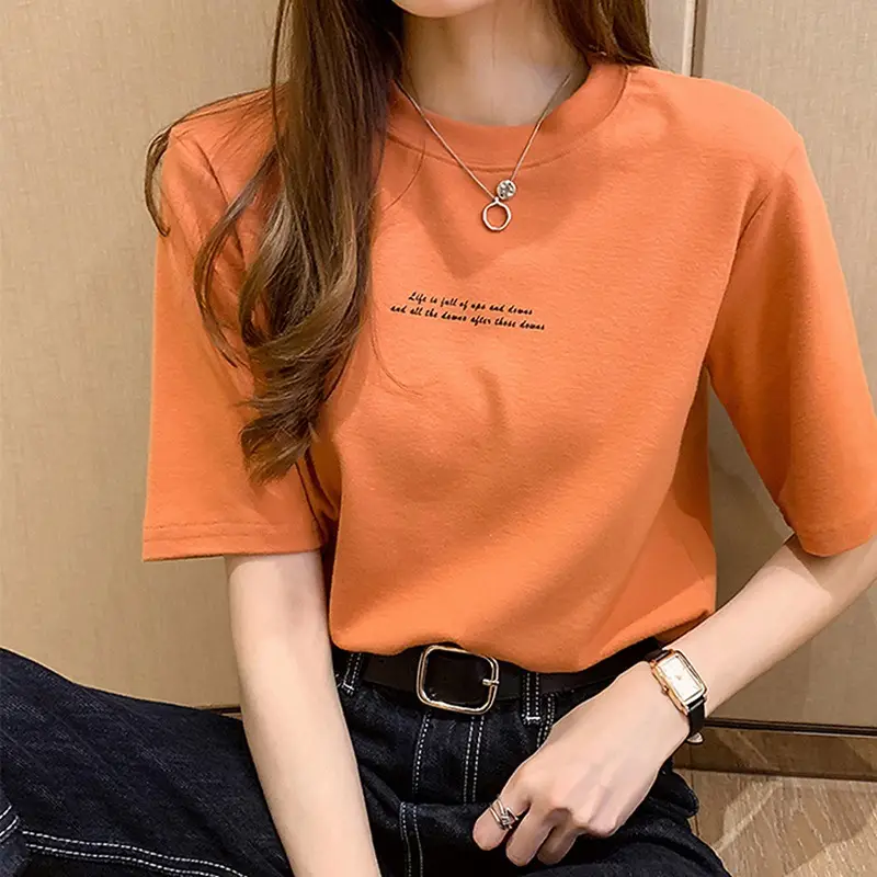 2025 Summer Black Letter Print T-Shirt for Women - Image 5