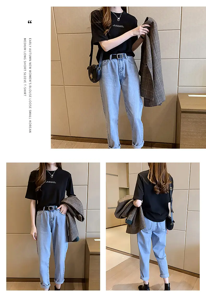 2025 Summer Black Letter Print T-Shirt for Women — feature 10