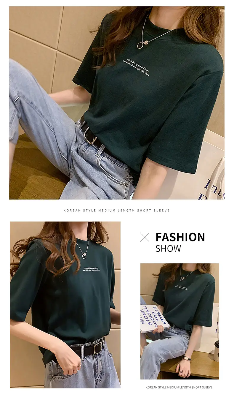 2025 Summer Black Letter Print T-Shirt for Women — feature 11