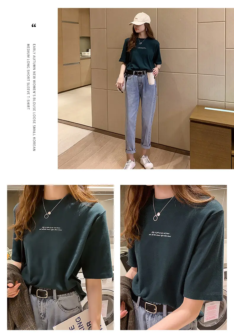 2025 Summer Black Letter Print T-Shirt for Women — feature 12