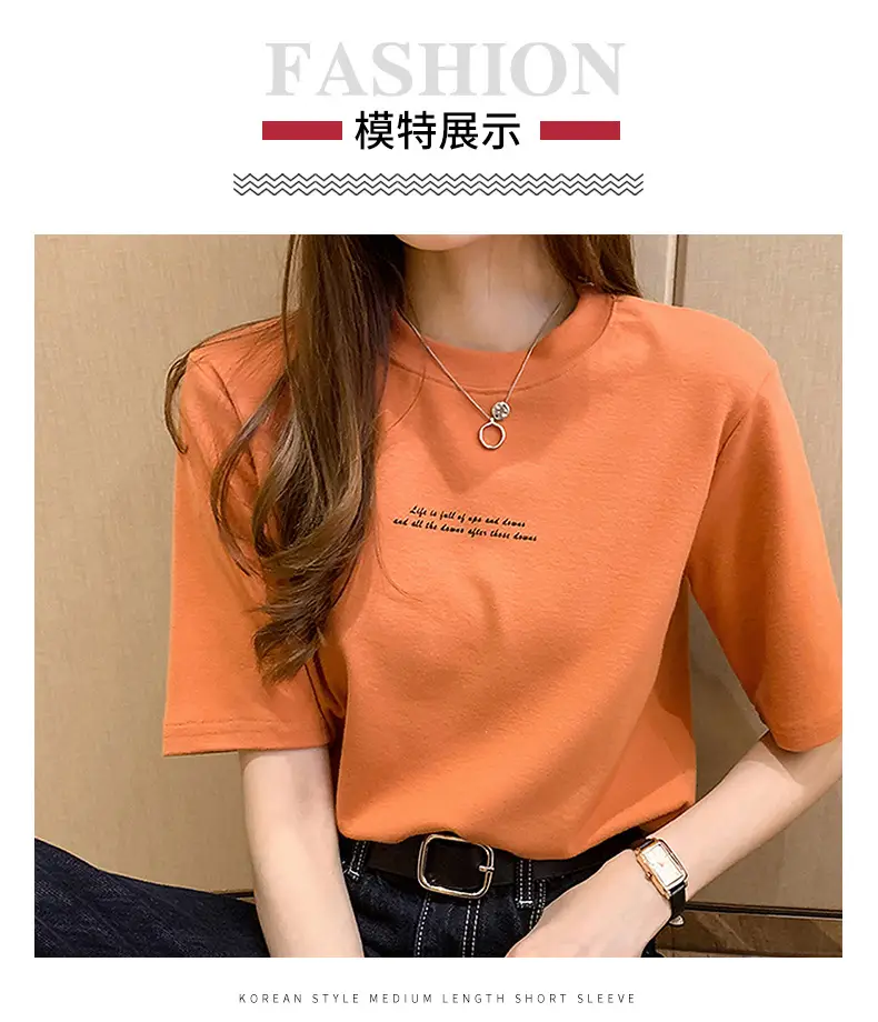 2025 Summer Black Letter Print T-Shirt for Women — feature 4