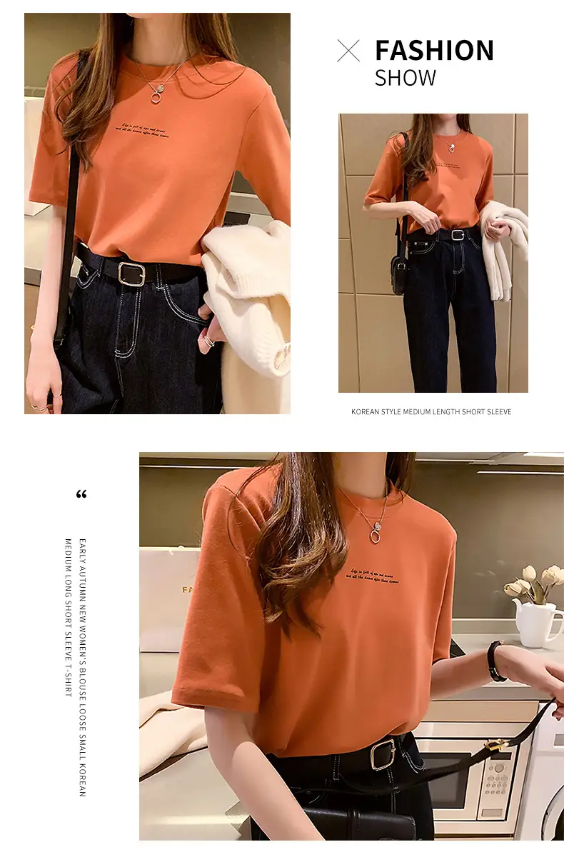 2025 Summer Black Letter Print T-Shirt for Women — feature 5
