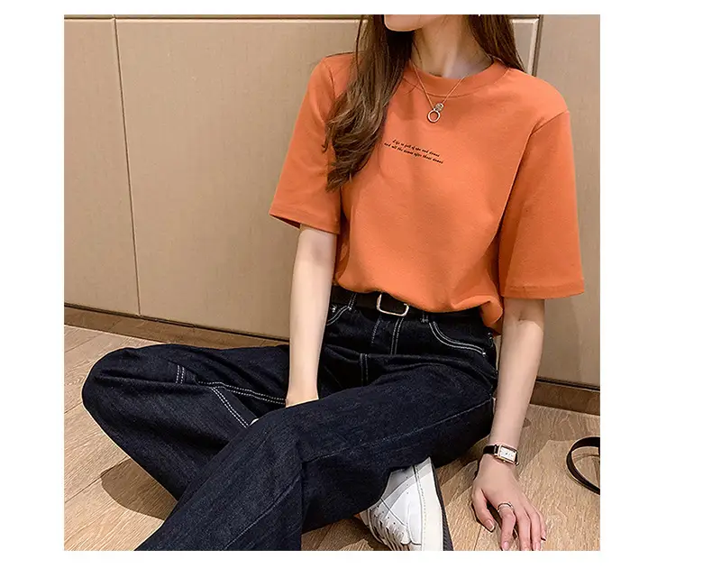 2025 Summer Black Letter Print T-Shirt for Women — feature 6
