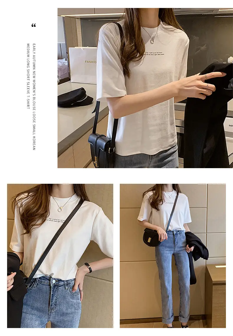 2025 Summer Black Letter Print T-Shirt for Women — feature 8