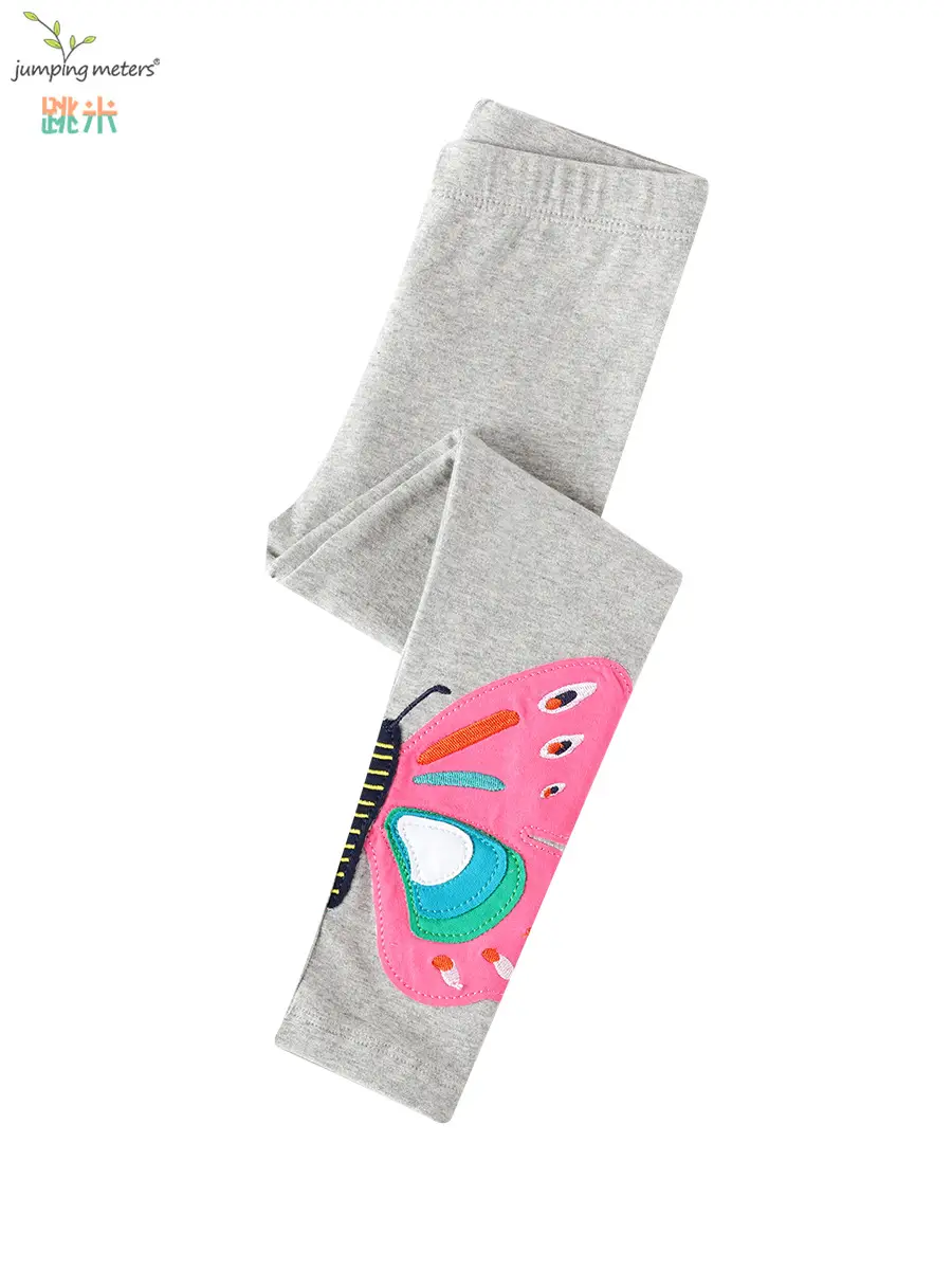 Girls' Grey Knitted Jumping Pants with Pink Knee Pads - Image 3