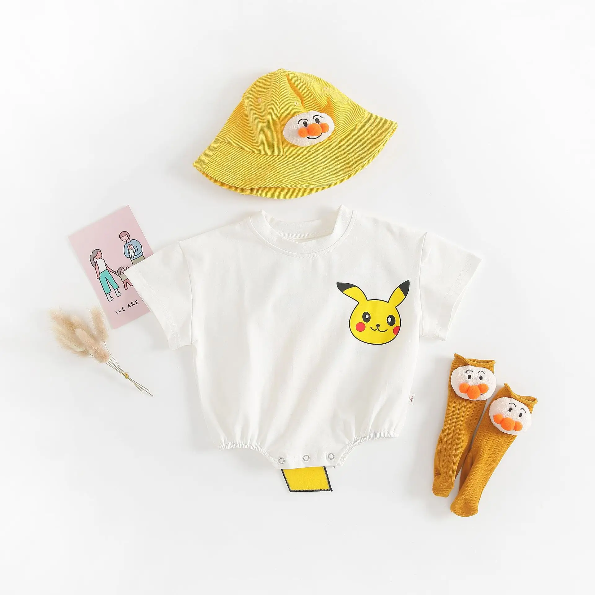 Yellow Pikachu Short Sleeve Socks for Baby