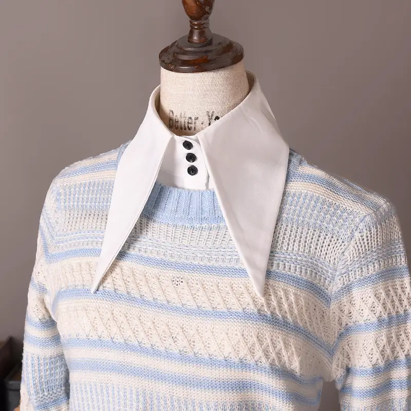 White Korean Style Fake Collar Sweater for Women