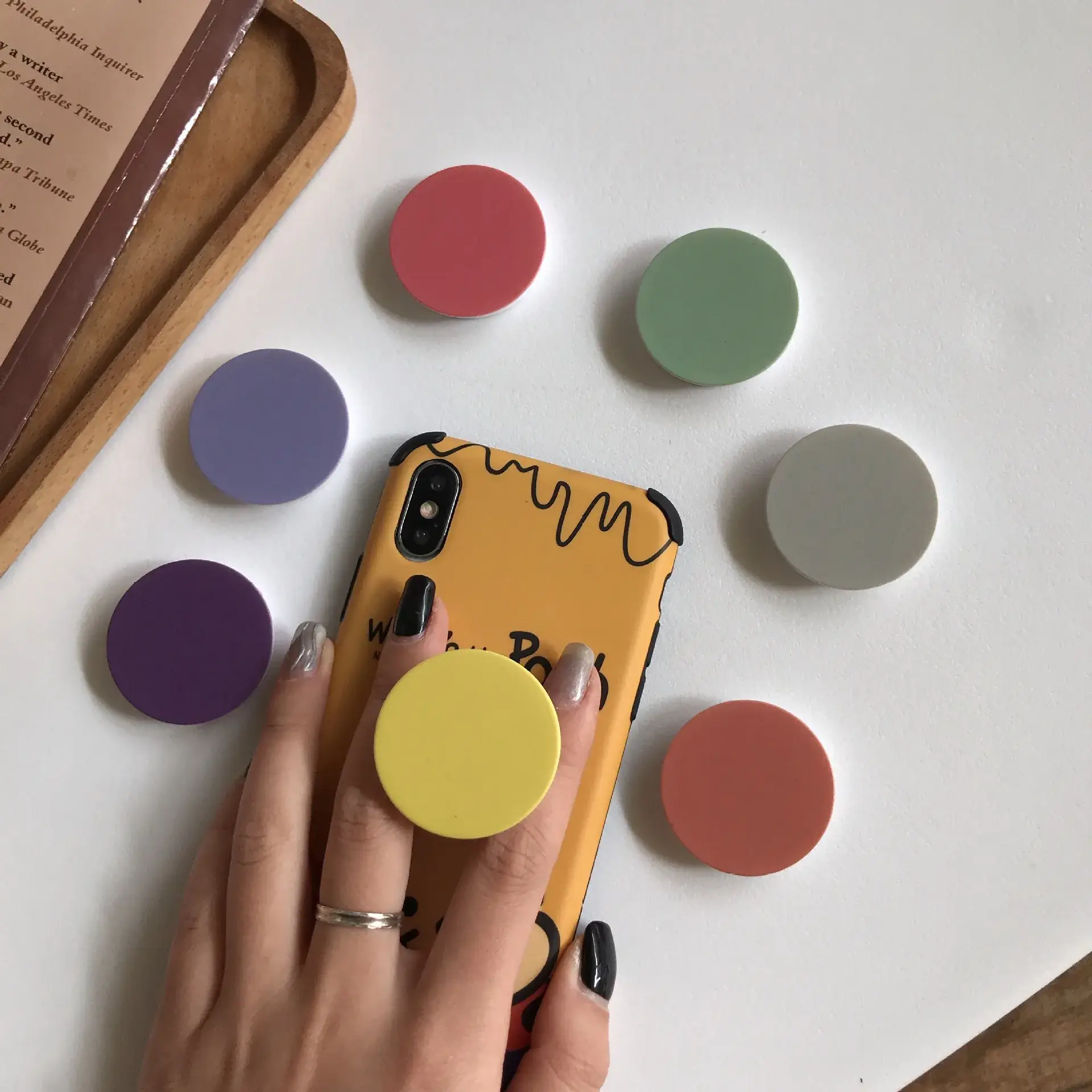 Purple Round Phone Holder with Logo - Image 21