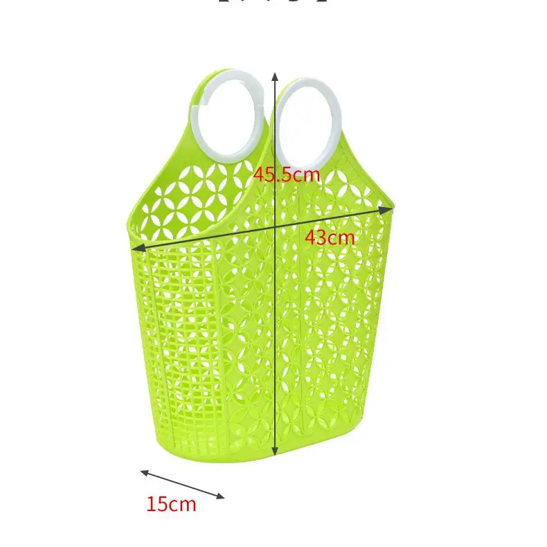 Portable Bath Basket Green Rattan Plastic Storage Frame - Image 8