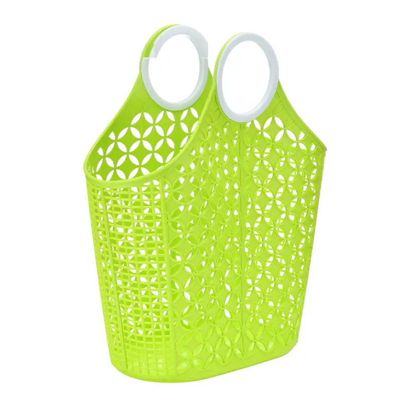 Portable Bath Basket Green Rattan Plastic Storage Frame - Image 4