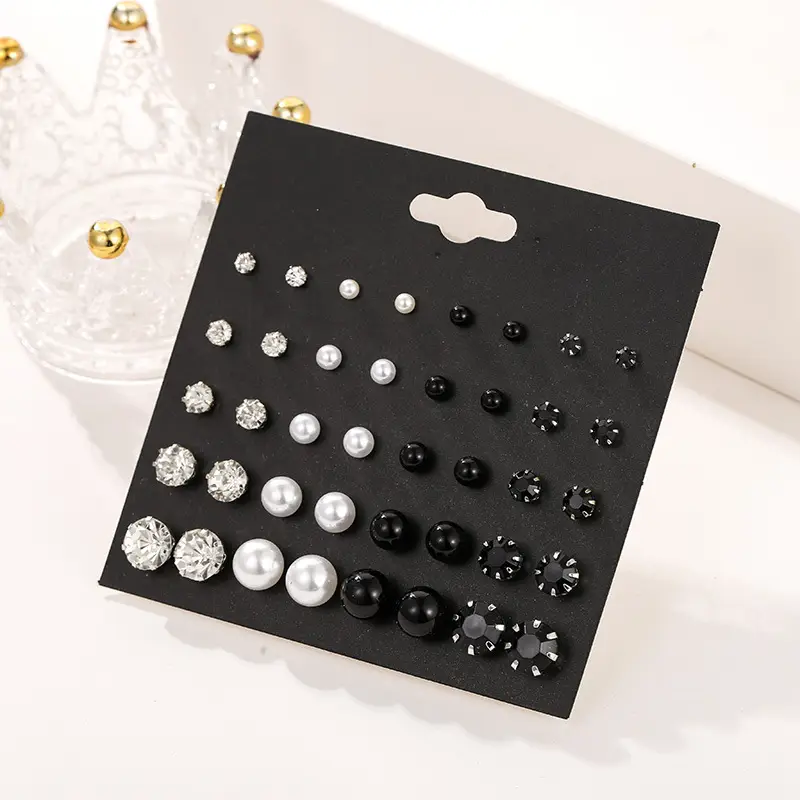 Cross-Border 20 Pairs Earrings Set Pearl Diamond Earrings - Image 8