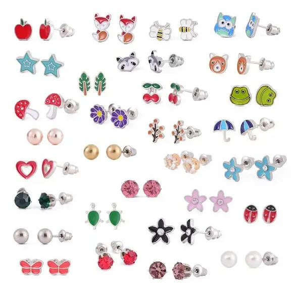 Cross-Border 20 Pairs Earrings Set Pearl Diamond Earrings — feature 9