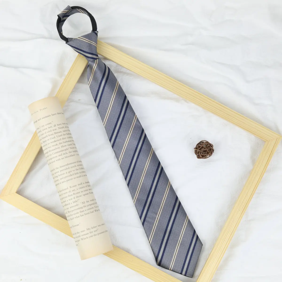 Maroon Striped Japanese Style Tie for Girls Kids
