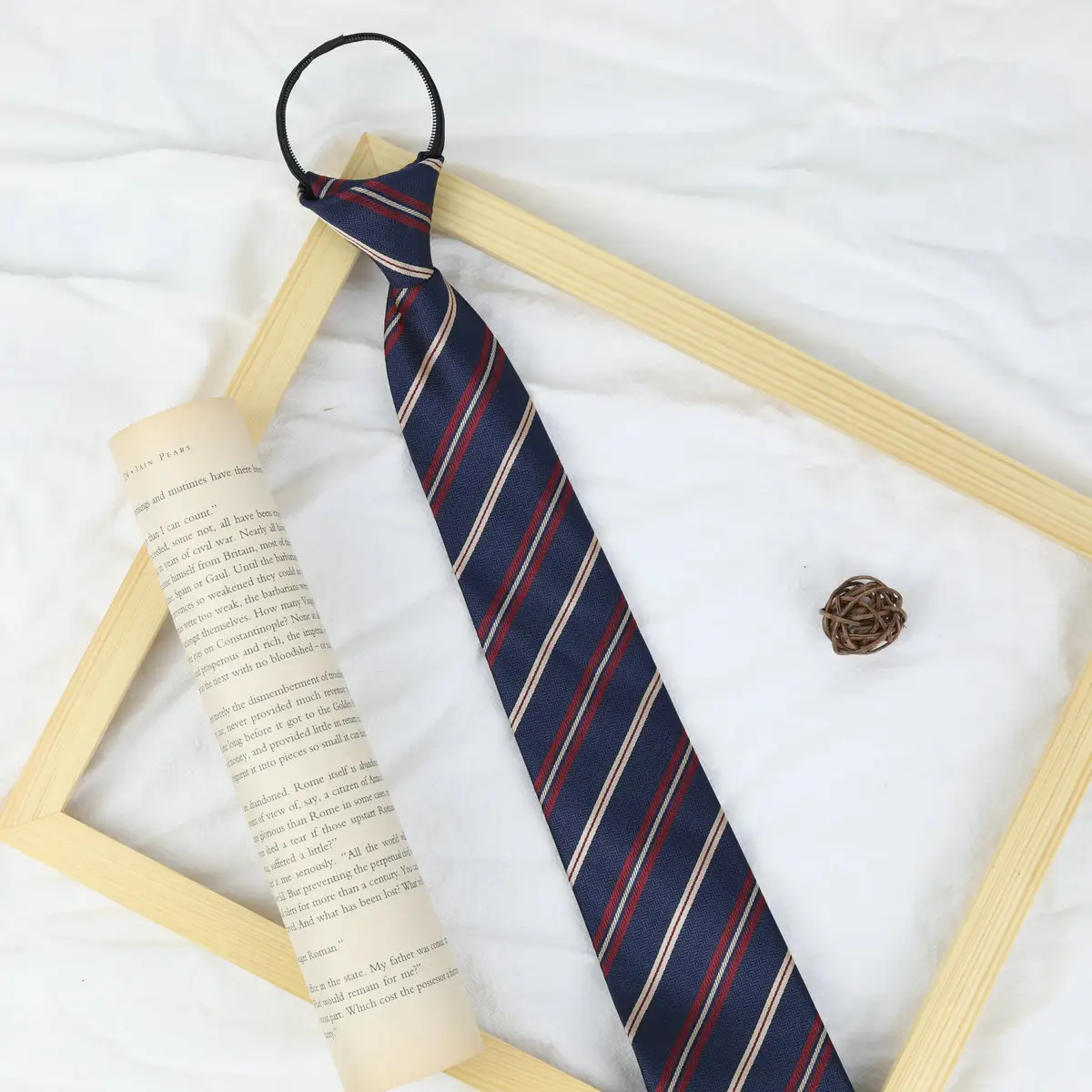 Maroon Striped Japanese Style Tie for Girls Kids
