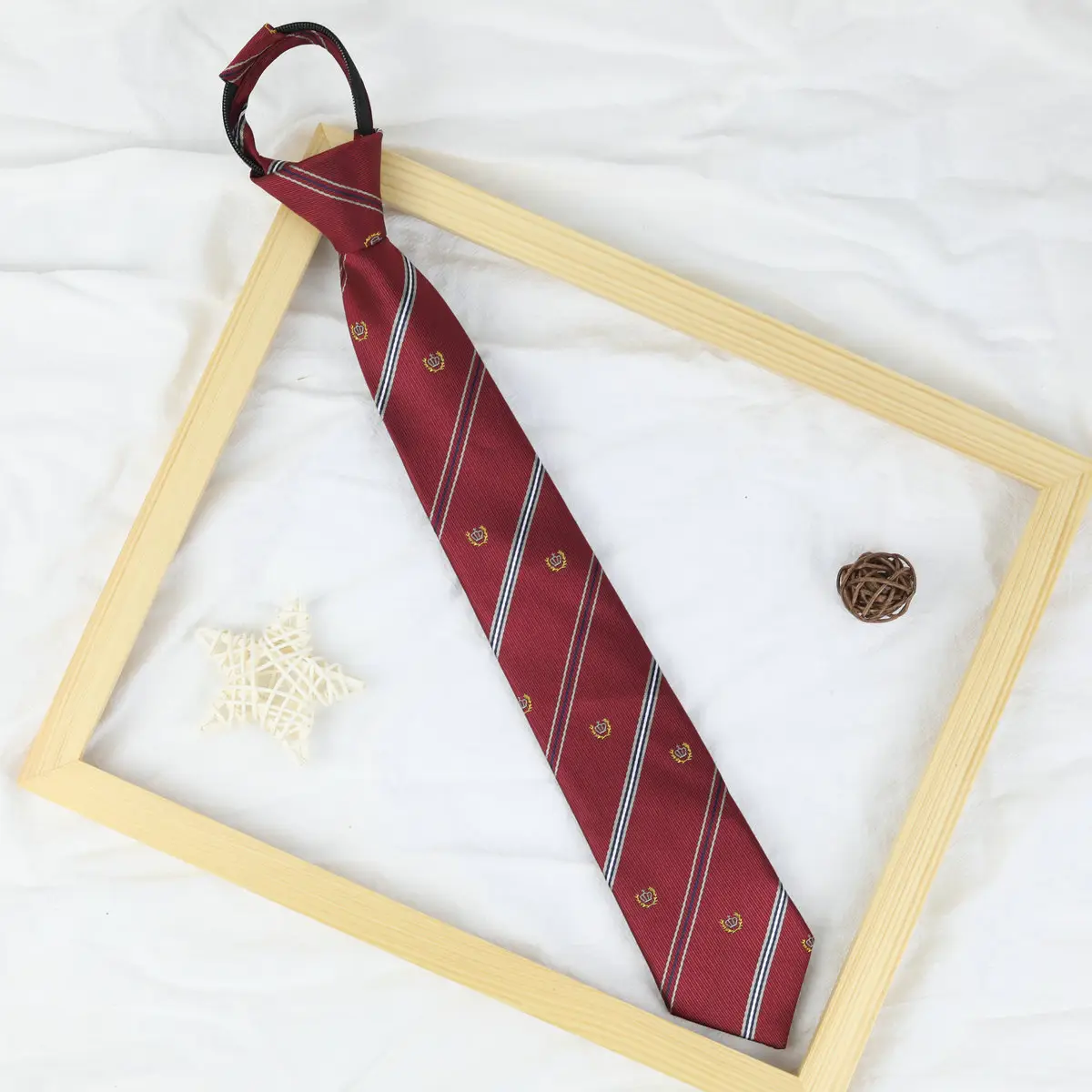 Maroon Striped Japanese Style Tie for Girls Kids