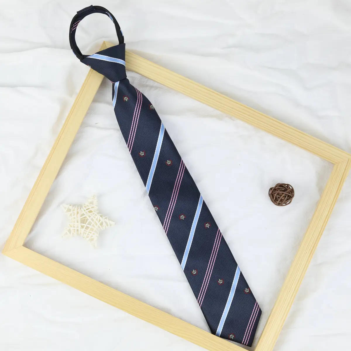 Maroon Striped Japanese Style Tie for Girls Kids