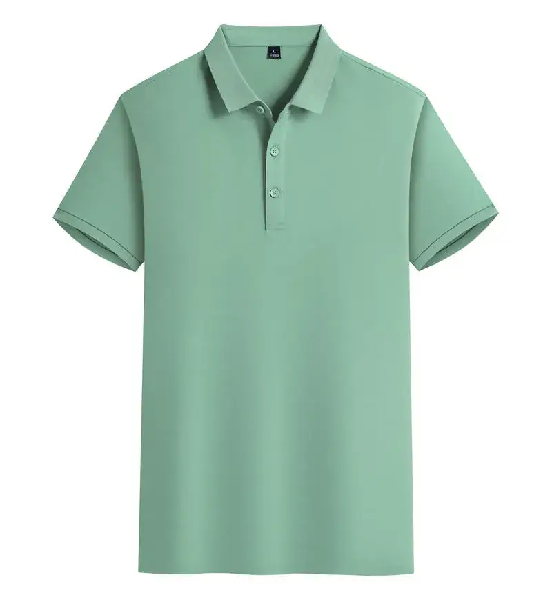 Light Blue Mercerized Cotton Polo Shirt with Embroidered Design - Image 12