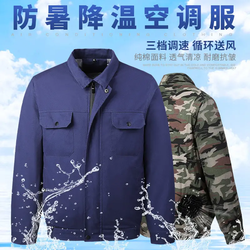 Men Navy Camo Electric Fan Jacket with 3-Stage Flow - Image 4