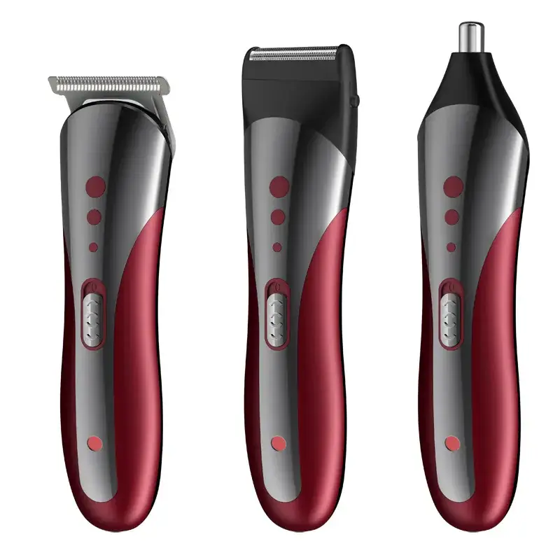 Three-in-One Hair Clipper with Red & Silver Design - Image 8