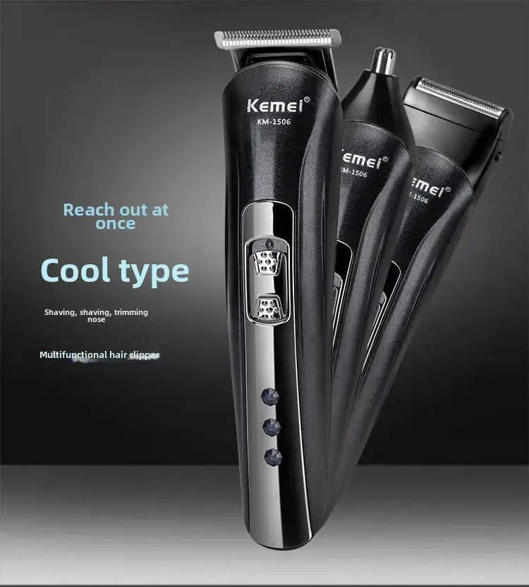Three-in-One Hair Clipper with Red & Silver Design - Image 4