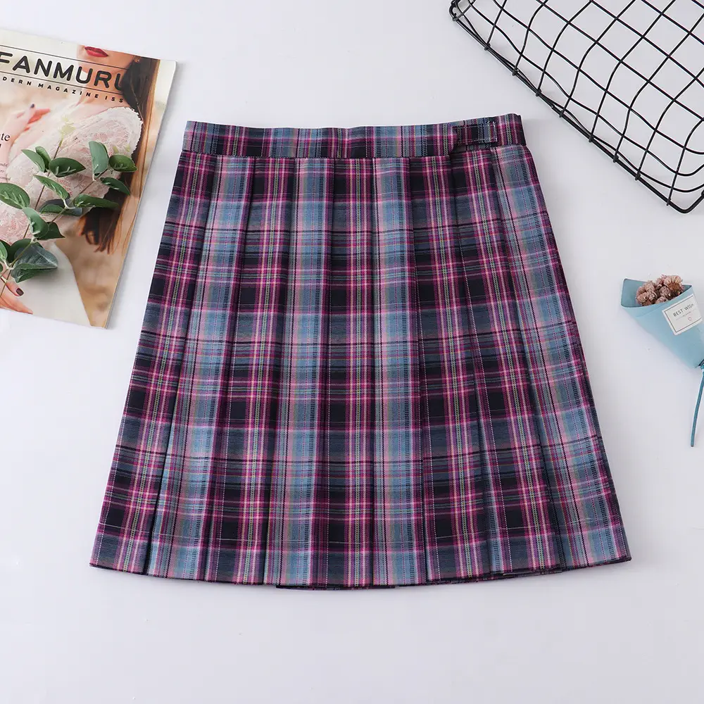 Japanese Style Plaid Skirt 48cm High Waist - Image 10