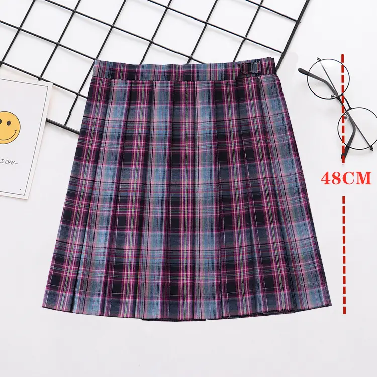 Japanese Style Plaid Skirt 48cm High Waist - Image 7