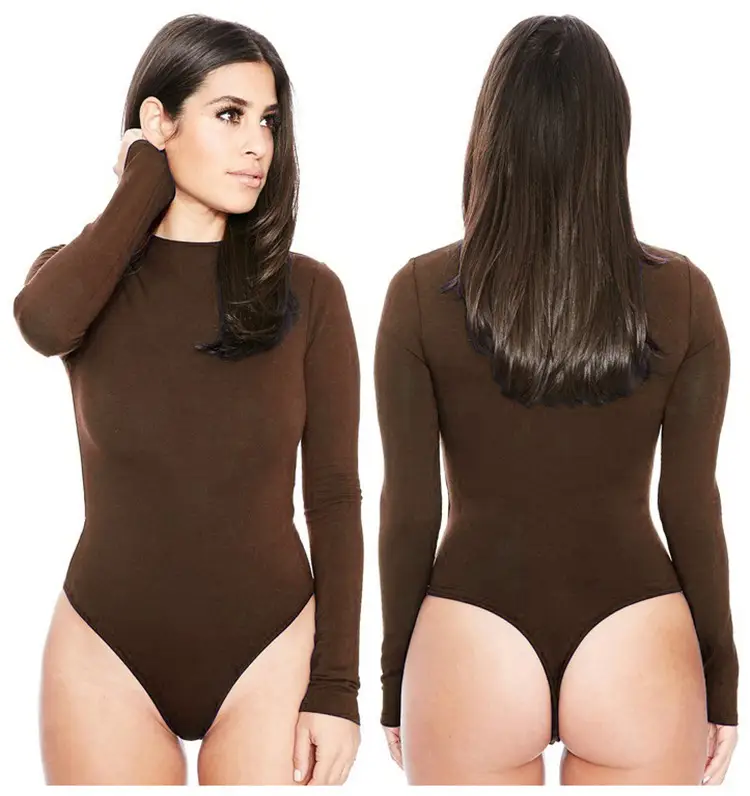 Women's Green Long Sleeve Tight Jumpsuit Bodysuit — feature 13