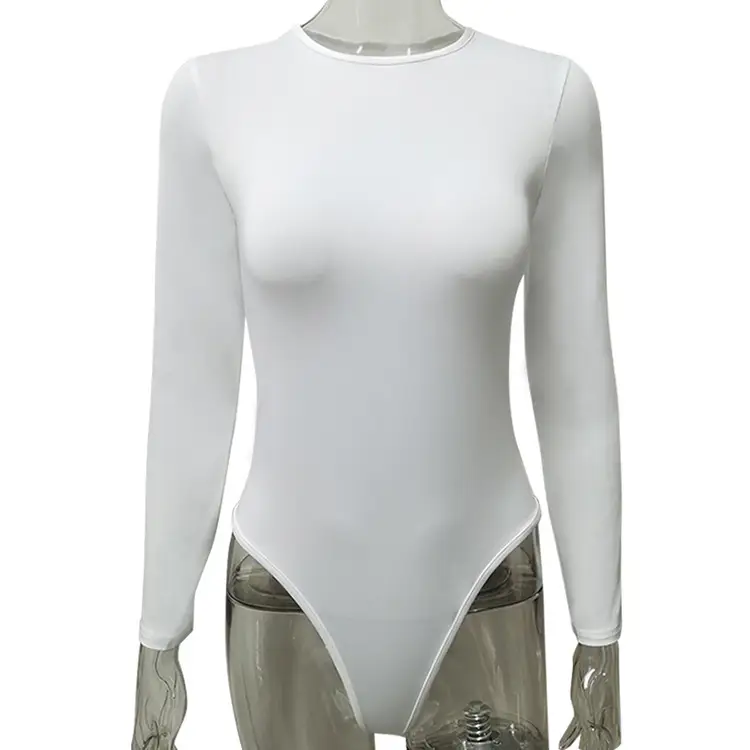 Women's Green Long Sleeve Tight Jumpsuit Bodysuit — feature 16