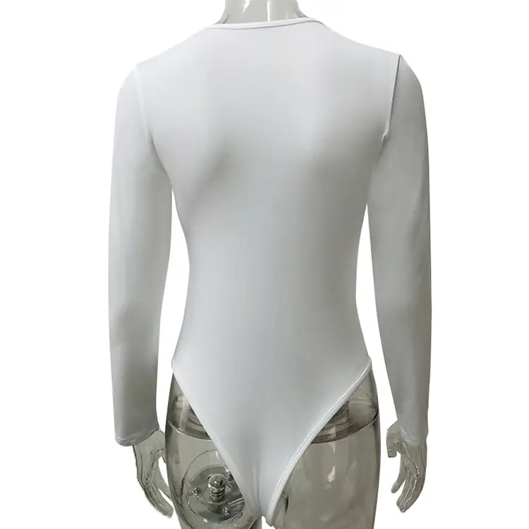 Women's Green Long Sleeve Tight Jumpsuit Bodysuit — feature 17
