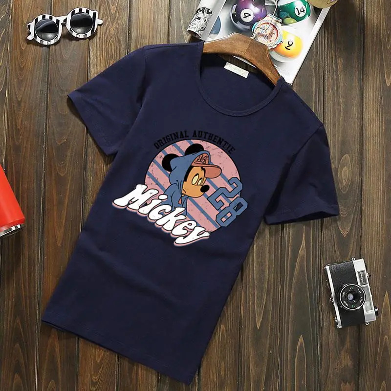 Navy Mickey Mouse Cotton T-Shirt with Graphic Print - Image 7