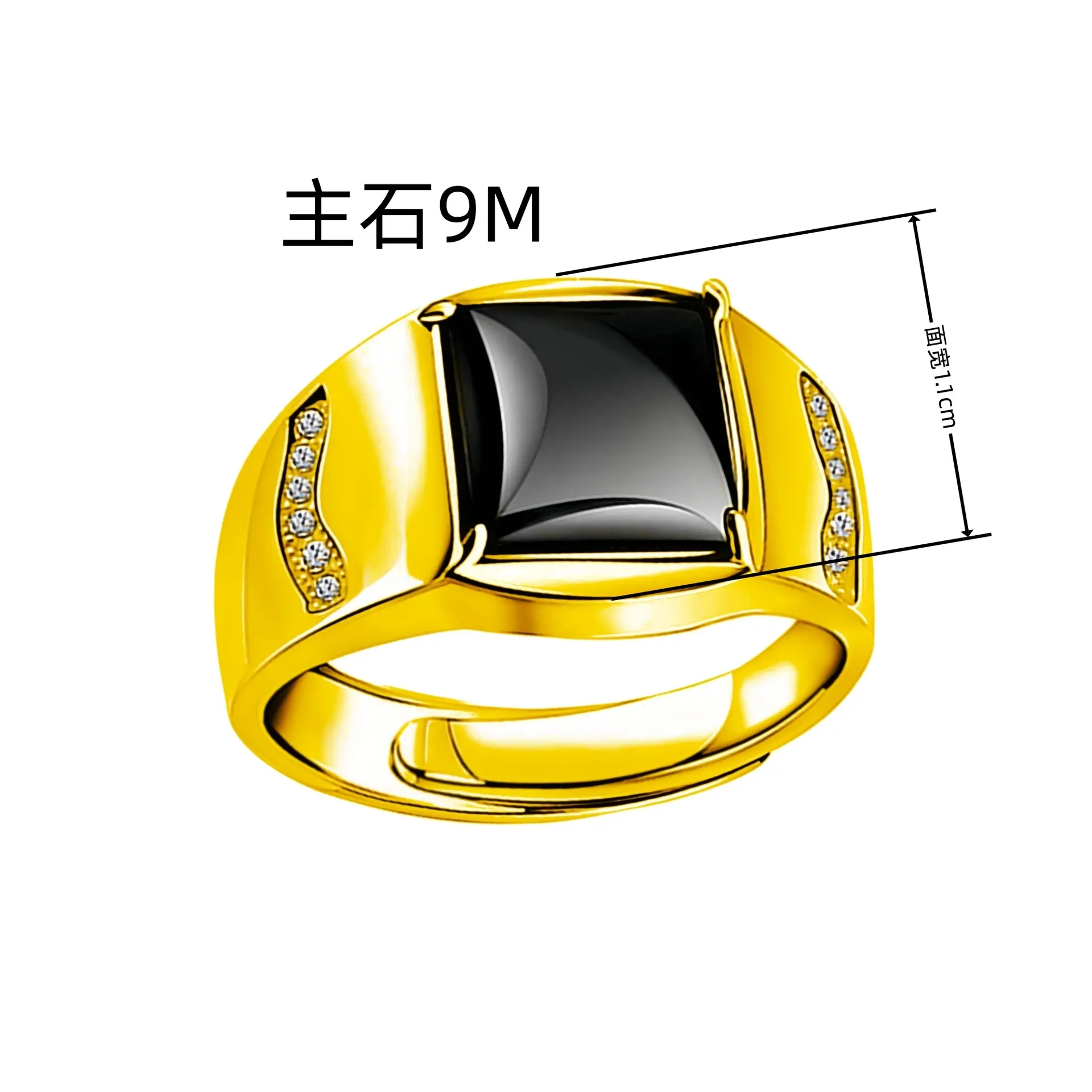Men's Black Diamond Adjustable Ring with Square Cut - Image 3