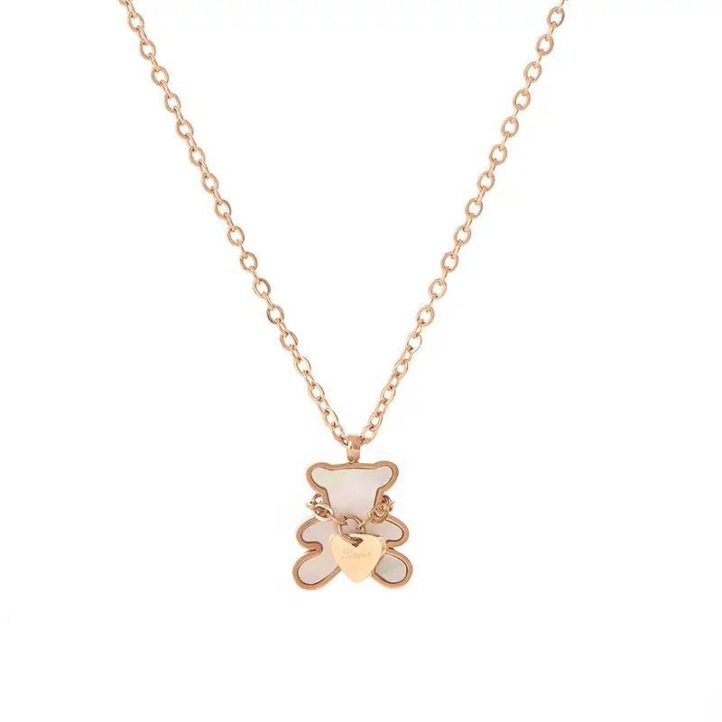 Korean-Style Bear Necklace for Women with Natural Pearl Pendant - Image 8