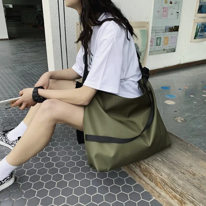 Large Capacity Japanese Style Satchel Bag Olive Green - Image 4