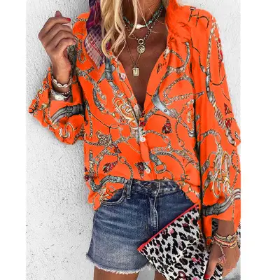 Red Paisley Long Sleeve Women's Shirt 2022 - Image 6