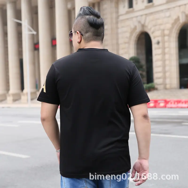 Large Size Men Fat Men Summer Loose Plus Plus Base T-Shirt - Image 3