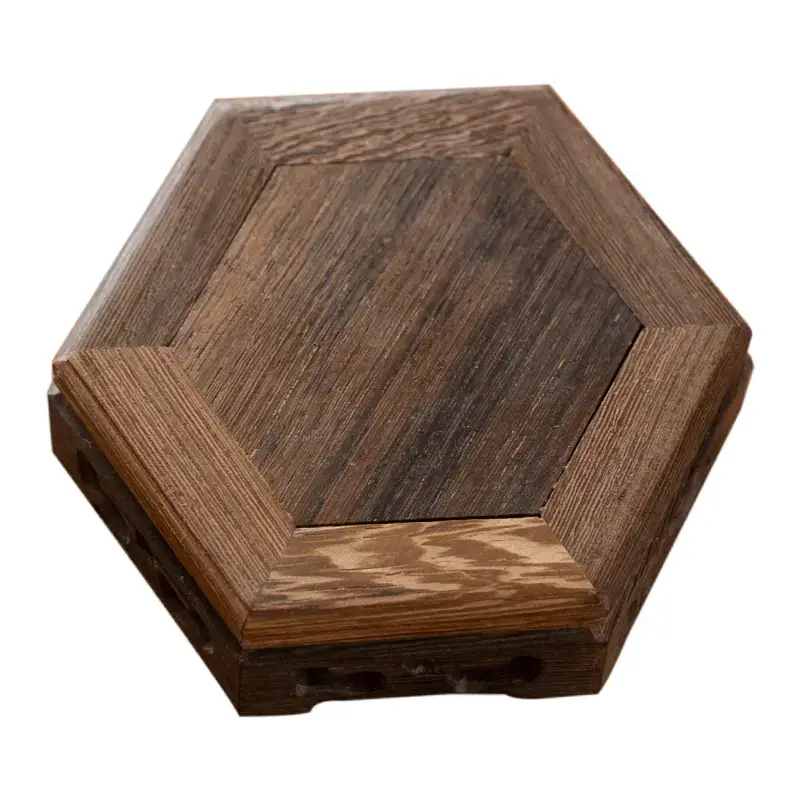 Carved Wooden Tea Mat with Floral Vase and Buddha Base - Image 6